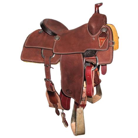 STT Team Roping Full Roughout Chocolate Heavy Oil Saddle
